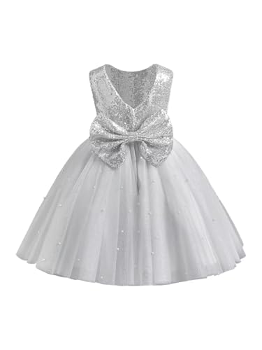 Sparkle Sequin Tulle Flower Girl Dress for Wedding Kids Princess Pageant Birthday Dress Pearls Bow Prom Ball Gowns Tutu Dress2