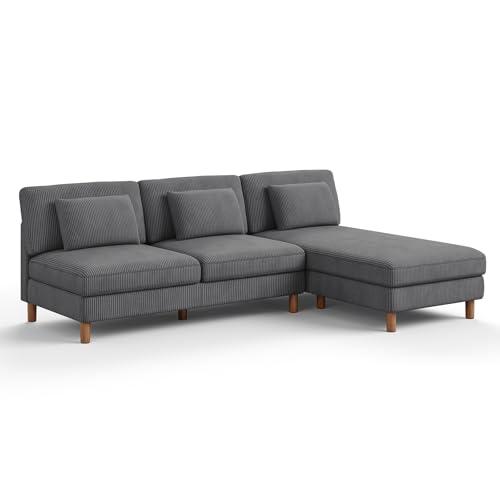 Vesgantti Ecksofa mit Schaffunktion, 249 cm L-förmige Eckcouch mit Kissen, Kombination Sofa L Shaped perfekt für Wohnzimmer, Schlafzimmer, Büro, werkzeuglose Montage Vesgantti Ecksofa mit Schaffunktion, 249 cm L-förmige Eckcouch mit Kissen, Kombination Sofa L Shaped perfekt für Wohnzimmer, Schlafzimmer, Büro, werkzeuglose Montage