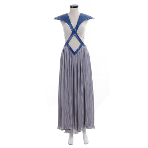Fiwawe Women Daenerys Costume Cosplay Adult Daenerys Dragon Queen Dress Halloween Outfits (Small blue)