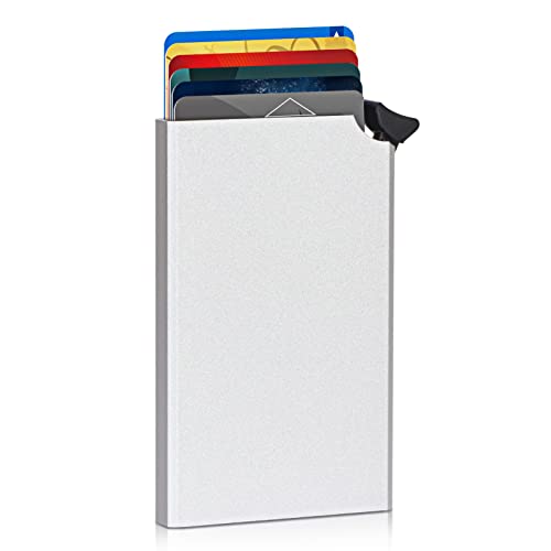 Minimalist Pop up Business Card Holder, Slim Credit Card Wallet, Pop Up Wallet RFID Blocking, Card Case Wallet for Notes and Coins and Debit Cards, Pop up Wallets for Men Women, Grey