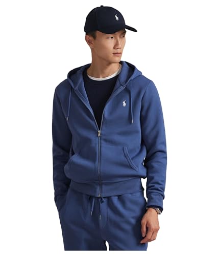 Image of POLO RALPH LAUREN mens Double Knit Full Zip Hoodie, Night Navy, XL