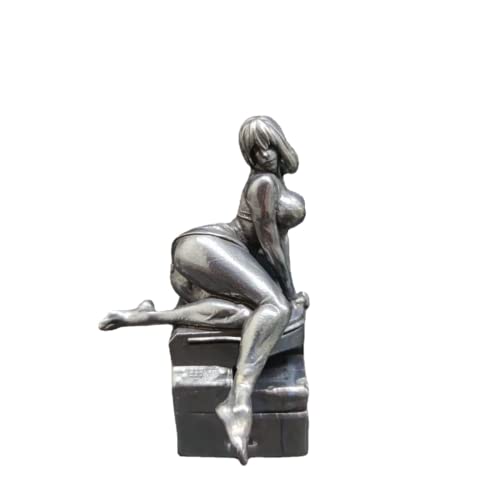 KERAXL Schwarze Messingfiguren, sexy pralle sitzende Position, nackte Frau, Schreibtisch-Ornamente, Kupfer, weibliche Kunst, Miniatur für Zuhause, Auto, Bar, Dekoration