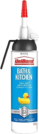 UniBond Bath & Kitchen Sealant, Mould Resistant, Silicone Sealant Ideal for Showers, Toilets, Tiles, Worktops & More, Durable & Waterproof, Easy Bathroom Sealant, DIY, Easy Application, 104g