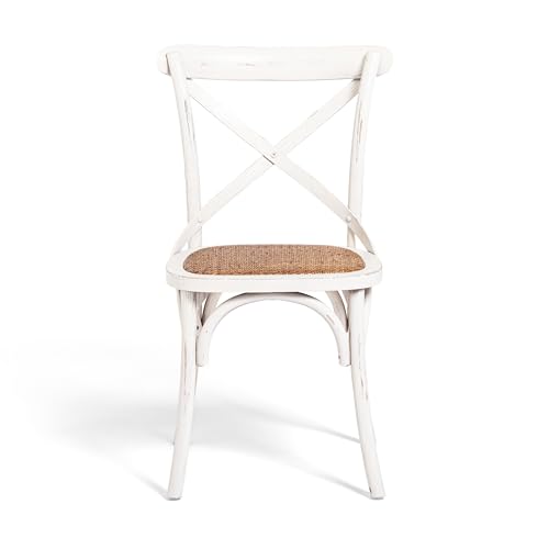 Biscottini Chaises de salle à manger bois massif 86x42x46 cm - Chaise cuisine et salon en rotin -...
