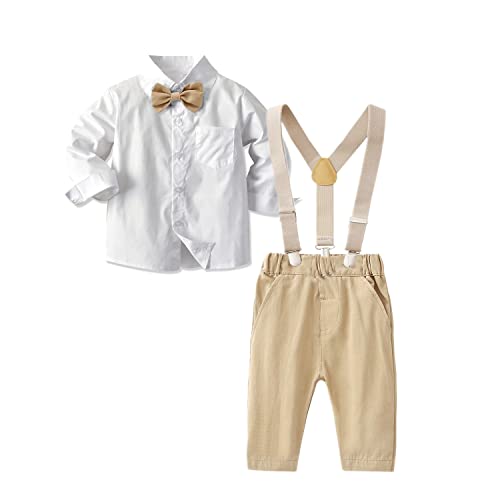 Baby Jungen Gentleman Anzüge, Kleinkinder Kleidung Set Langarm T-Shirt + Bowtie + Hose Taufe Anzug Taufe Hochzeit Outfit Cover