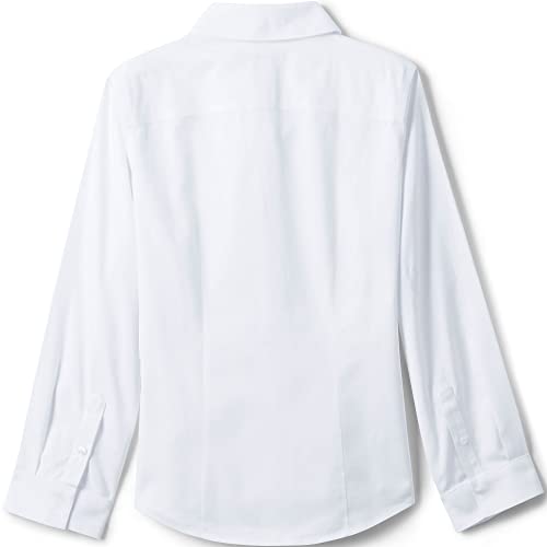 Lands' End Uniform Girls Long Sleeve No Iron Pinpoint Blouse White Kids 14 #TOP1