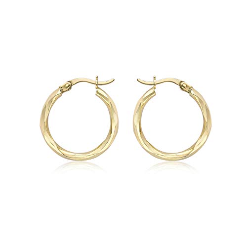 Créoles facettées or jaune 9 ct 18,5 mm Carissima pour femme