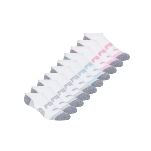 PUMA Women's Sports No-Show Socks, 5-9.5 Shoe Size, White, 10 Pairs