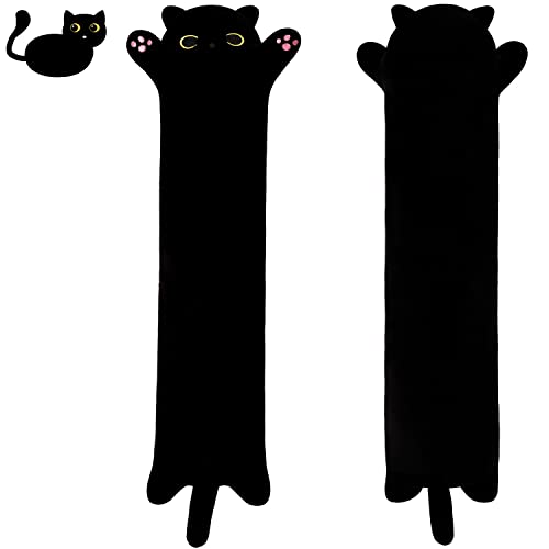 Yeqivo Soft Plush Cat Body Pillow, Long Stuffed Animal Toy Kitten Throw Pillow Gift for Kids, Girlfriend (50CM,Black)