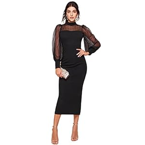 Sheetal Associates Women’s Bishop Sleeve Bodycon Dress Black