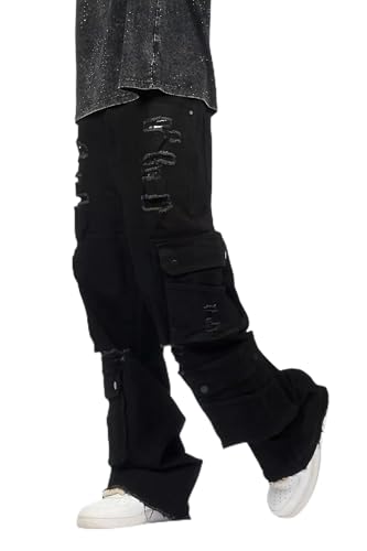 Men's Keylor Black Distressed Baggy Fit Jean in