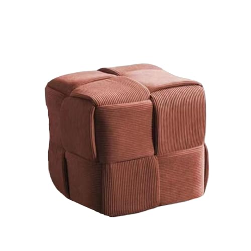 XQWANG Puf Cuadrado Tejido En Forma De Cubo, Reposapiés Tapizado De Terciopelo para Sofá, Reposapiés Acolchado De Pana para Sala De Estar, Dormitorio Y Entrada,Orange Red