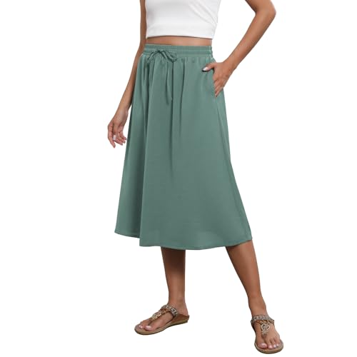 Image of Witsmile Flowy Skirt Elastic High Waist A-Line Skirt with Pockets Bohemia Cover-up for Women 2026 Trendy(S-2XL)