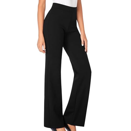 Hvyesh High Waisted Dress Pants for Women Regular/Tall Elastic Waist Pull On Work Slacks for Women 29.5"/31.5"3