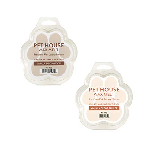 One Fur All 100% Natural Soy Wax Melts, Pack of 2 by Pet House – Long Lasting Pet Odor Eliminating Wax Melts Non-Toxic, Dye-Free Unique, Made in USA (Vanilla Sandalwood Vanilla Creme Brulee)
