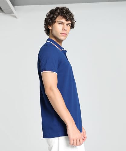 Image of Puma Men Tipped Collar Pure Cotton Regular Fit Polo Shirt