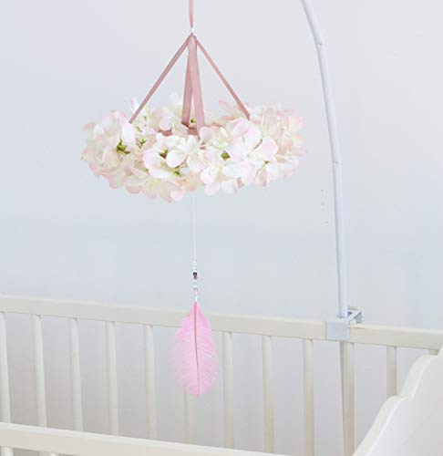 Amazon Com Flower Mobile Baby Floral Crib Mobile Dreamcatcher Chandelier Ivory Cream Boho Girl Mobile With Pink Feather Baby Girl Shower Gift Diam 10 Inches Handmade Products