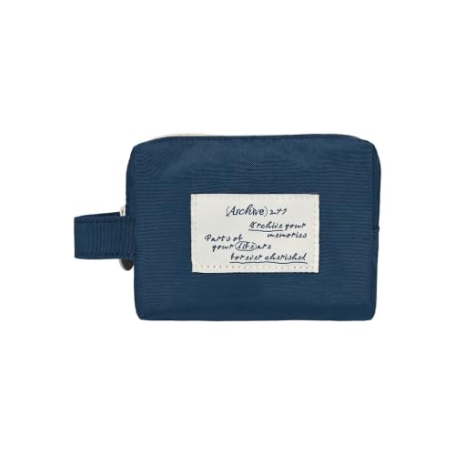 Image of Monolike Archive 247 Handy Pouch, Navy - Small Nylon Pouch, Portable Cosmetic & Toiletry Case, Tech Cable Organizer, Daily Storage Bag