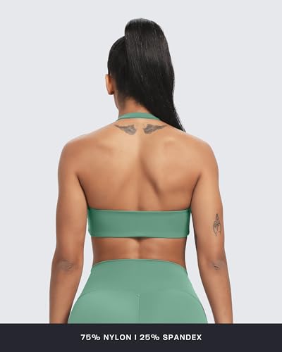 Image of Aoxjox Women's Workout Sports Bras Fitness Taylor Scrunch Halter Bra Yoga Crop Tank