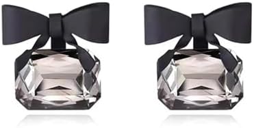 Black Bow Earrings for Women Trendy Rhinestone Dangling Sparkly W...
