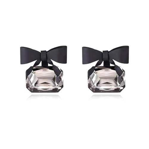 Black Bow Earrings for Women Trendy Rhinestone Dangling Sparkly Wedding Earrings for Brides Black Earring Bow Jewelry