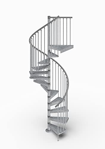 Mister Step Escalera exterior Zink de caracol para exteriores, 13 peldaños, altura total 273-299 cm. (140 cm.)