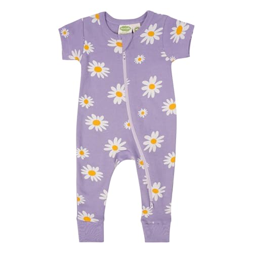 PARADE Organic Signature Print '2-Way' Zip Romper - Short Sleeve Big Daisies 18-24 Months