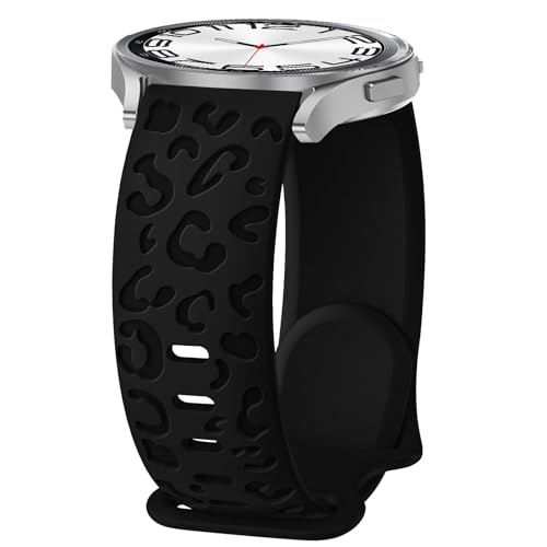 CeiBand 20mm Leopard Muster Gravierte Armband für Samsung Galaxy Watch 7/6 Classic/6/5/ 5 Pro / 4/4 Classic, Sport Silik...