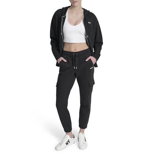 DKNY Women's Mini Stud Logo Full Zip Hoodie Sweatshirt2