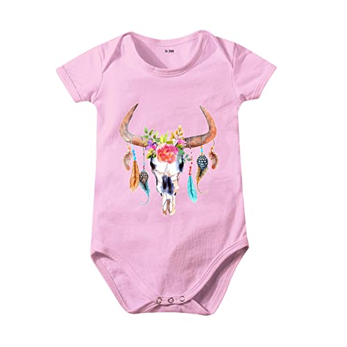 Roupas de verão para meninos e meninas, cor lisa, estilo ocidental, desenho de cabeça de touro de ma