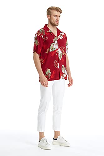 Image of Matchable Family Hawaiian Luau Men Women Girl Boy Clothes in Pineapple Garden Burgundy