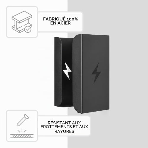 etterr | Support chargeur de voiture électrique mural en métal • Base type boîte de contrôle EV portable • Crochet et crochet pour câble de charge type 2 • Chargeur portable EV Mode 2 véhicule – vue 7