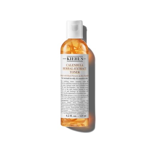Kiehl's Calendula Herbal Extract Alcohol-Free Toner, Soothing Facial Toner for Normal to Oily Skin, Visibly Reduces Redness & Oil, Improves Skin Texture, Paraben-Free, Fragrance-Free, Non-acnegenic
