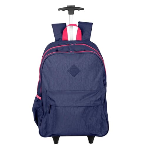 Mochila Escolar, com Rodinha, Rolling Crinkle, 50 cm, Azul Neon - Sestini