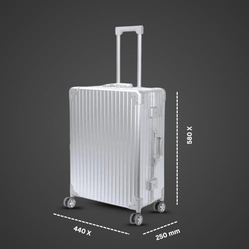 Image of Professional Makeup Trolley Case Aluminium with LED Mirror, Rolling Cosmetic Storage Organizer with Adjustable Legs, Lockable Travel Vanity Case for Makeup Artists & Salon Use (Silver)