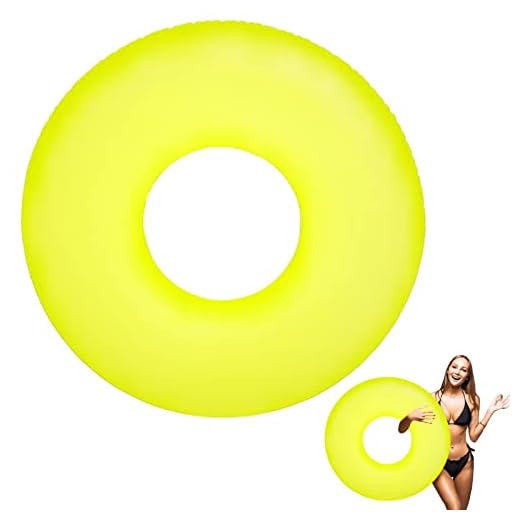 Flotador amarillo para adultos, diámetro de 91 cm, anillo de natación inflable para verano, agua duradera, juguete divertido para piscina, fiesta de verano