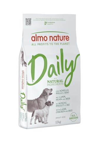 Almo Nature Daily - Crocchette per Cani Adulti All Breeds - Gusto Agnello, Pollo e Riso - Cibo Secco Completo e Bilanciato - Sacco da 12 kg