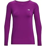 under armour heatgear - maglietta a maniche lunghe da donna, (573) magenta mistico / / argento metallizzato, s