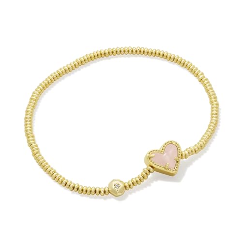Kendra Scott Ari Heart Stretch Bracelet, 14k Gold Plated Brass, Drusy Quartz, Fashion Jewelry for Women