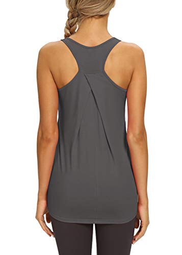 Mippo Athletic Tank Tops for Women Long Workout Shirts Activewear Tank Tops Womens Yoga Running Active Tanks Cute Tennis Exercise Clothes Dark Gray XL