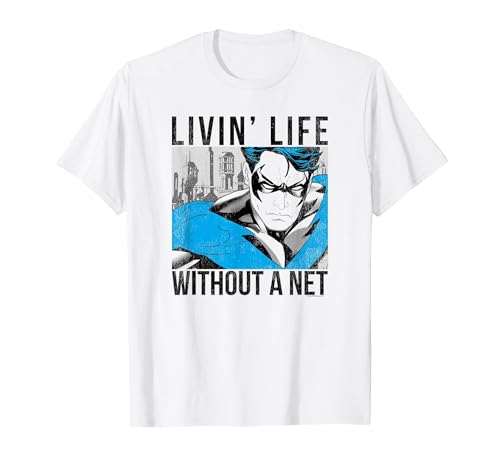 Batman Nightwing Without a Net Camiseta, Hombre, Blanco, XL