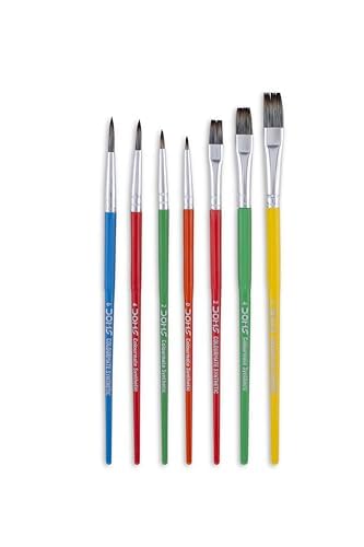 Image of DOMS COLOURMATE Synthetic Hair Brushes Set of 7 Flat and Round (Flat 2,4,6 Round 0,2,4,6)