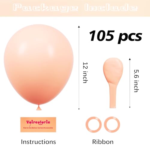 Image of Voircoloria 105pcs Pastel Orange Balloons 12inch Party Latex Balloons for Boys Girls Birthday Baby Shower Gender Reveal Wedding Sunflower Party Decorations