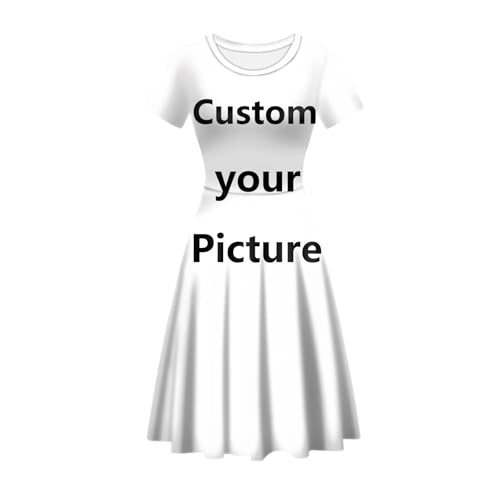 Image of Forchrinse Custom Dress for Women Short Sleeve Midi Tank Dress Loose Fit Swing Dress Plus Size Tshirt Sundress,S-4XL