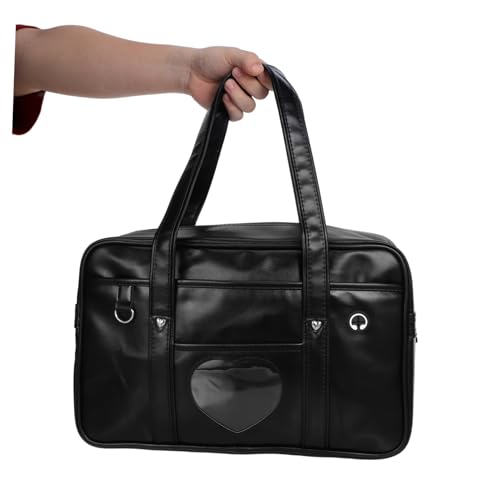 STOBOK Waterproof Tote Bag Faux Leather Case Japanese Style Lovely Heart School Bag Large Capacity Handbag for Work Travel4