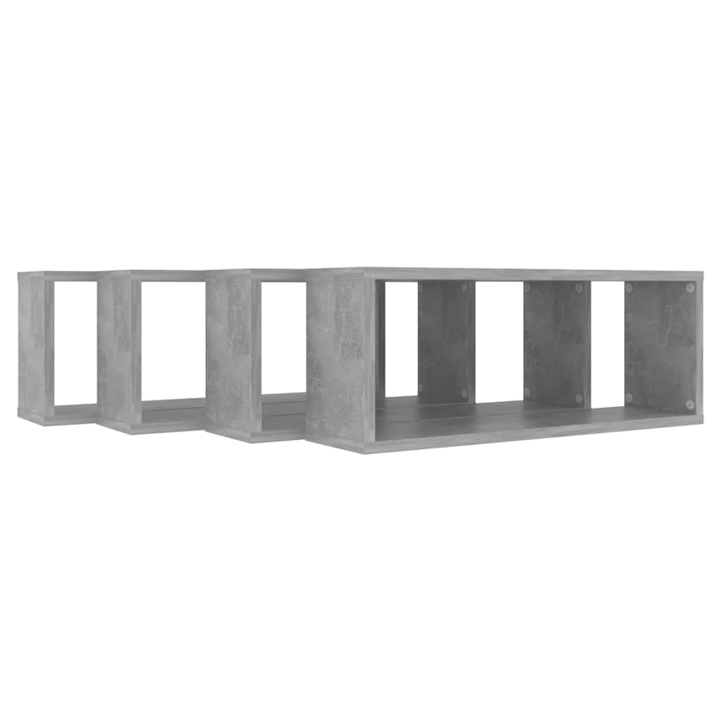 vidaXL Mensole Parete a Cubo 4pz Grigio Cemento 60x15x23cm Multistrato