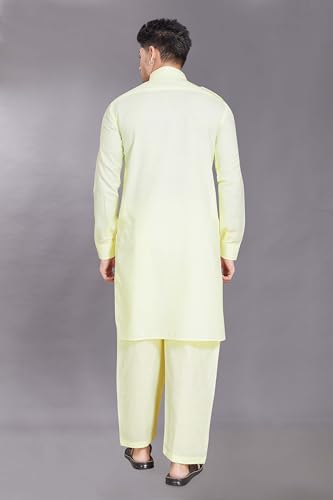 Image of DIVISIVE Men's Cotton Blend Pathani Kurta Pyjama Set