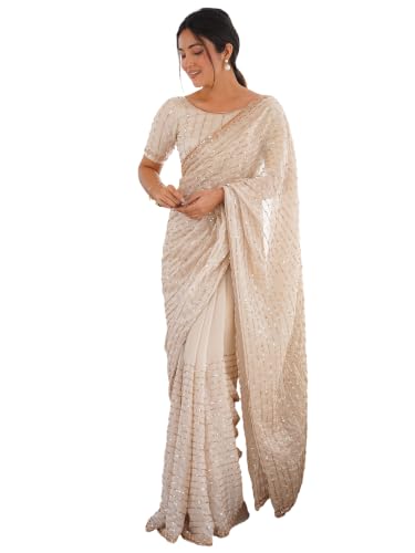 Women's Fandy Satin Saree With Unstitched Blouse Piece