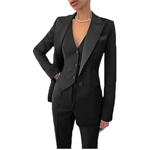 Women’s 3 Piece Office Work Suit Blazer Vest Pants Business Outfits Pants Suit Set Prom Party Suit