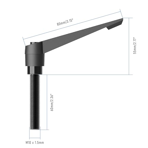 Image of Clamping Lever Handles, M10 x 60mm Male Thread, Adjustable Quick Release Locking Rotating Screw Bolt Stud Knobs Apply for Lathe Machinery, Black